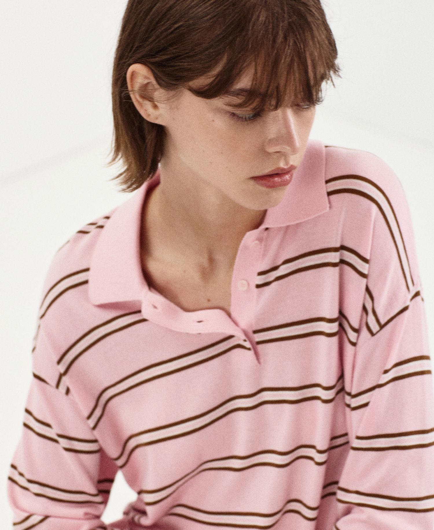 Women's Polo Long-Sleeve Loose-Fit Sweater