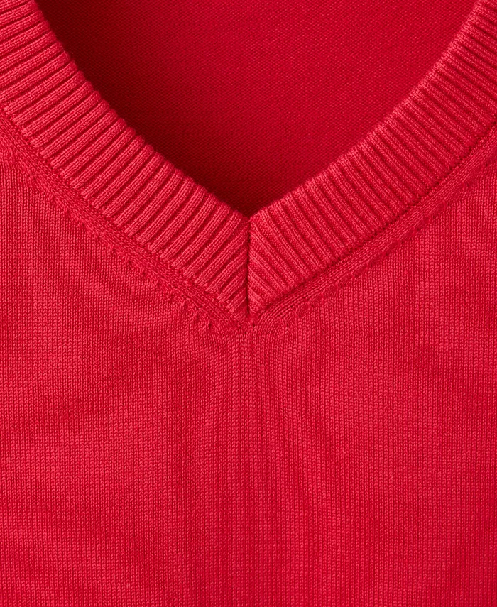 Women's V-Neck Short-Sleeve Ribbed Sweater - thumbnail 5