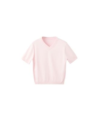 Women's V-Neck Short-Sleeve Ribbed Sweater