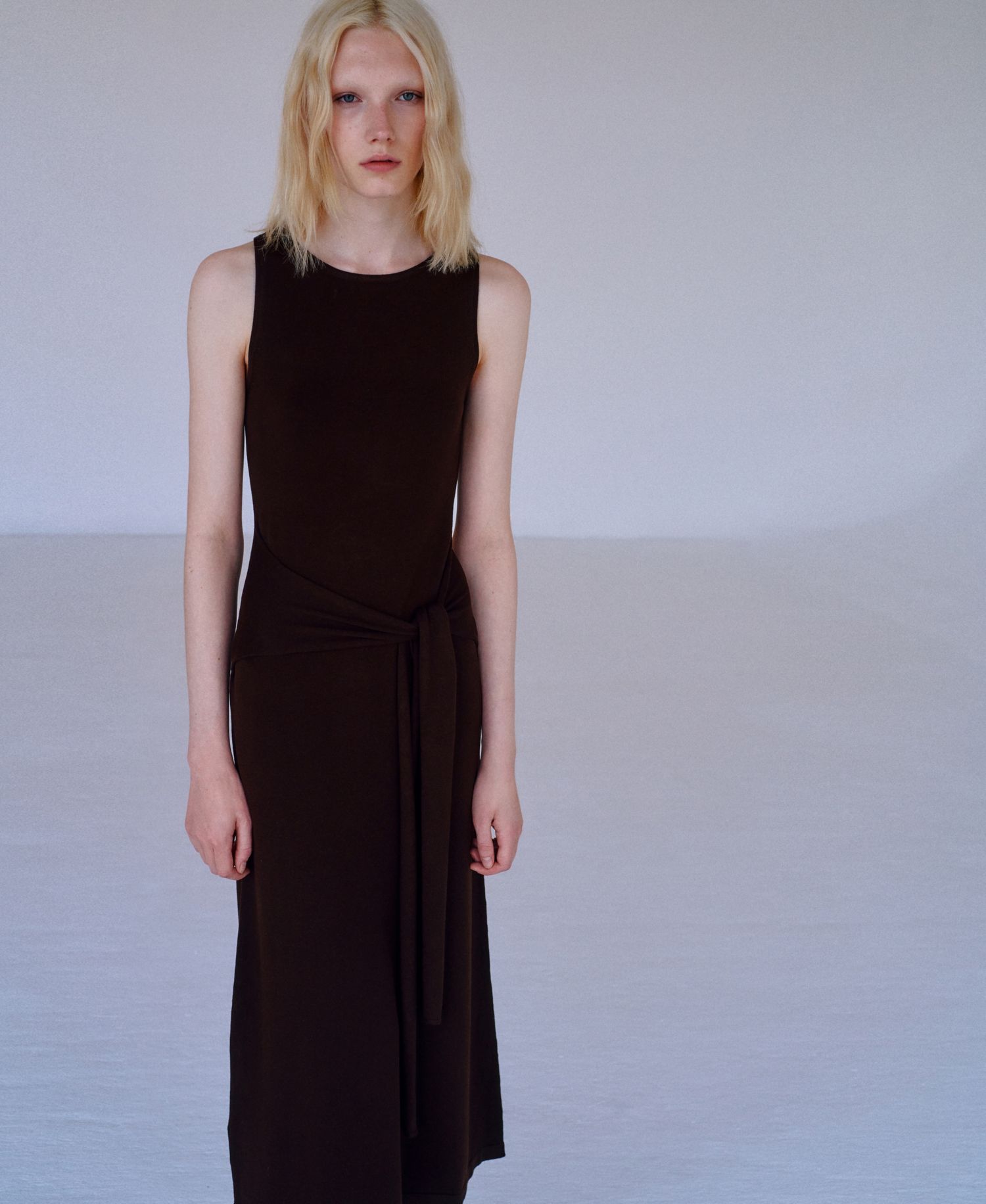 Women's Crewneck Sleeveless Midi Sweater Dress