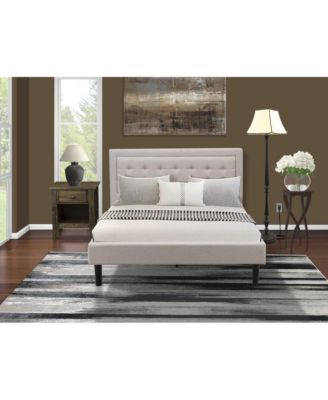 FN08Q-1GA0C 2-Piece Platform Queen Bed Set Furniture with 1 Queen Size Frame and a Mid Century Nightstand