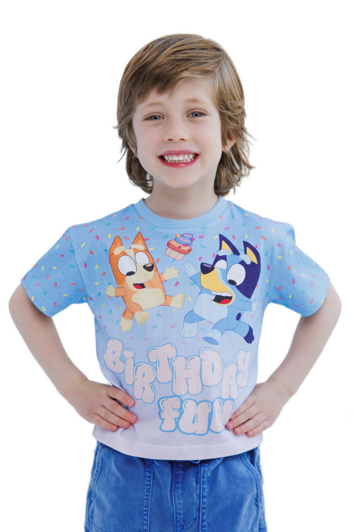 Bluey Boys' and Girls' Crewneck Short-Sleeve Sensory-Friendly T-Shirt