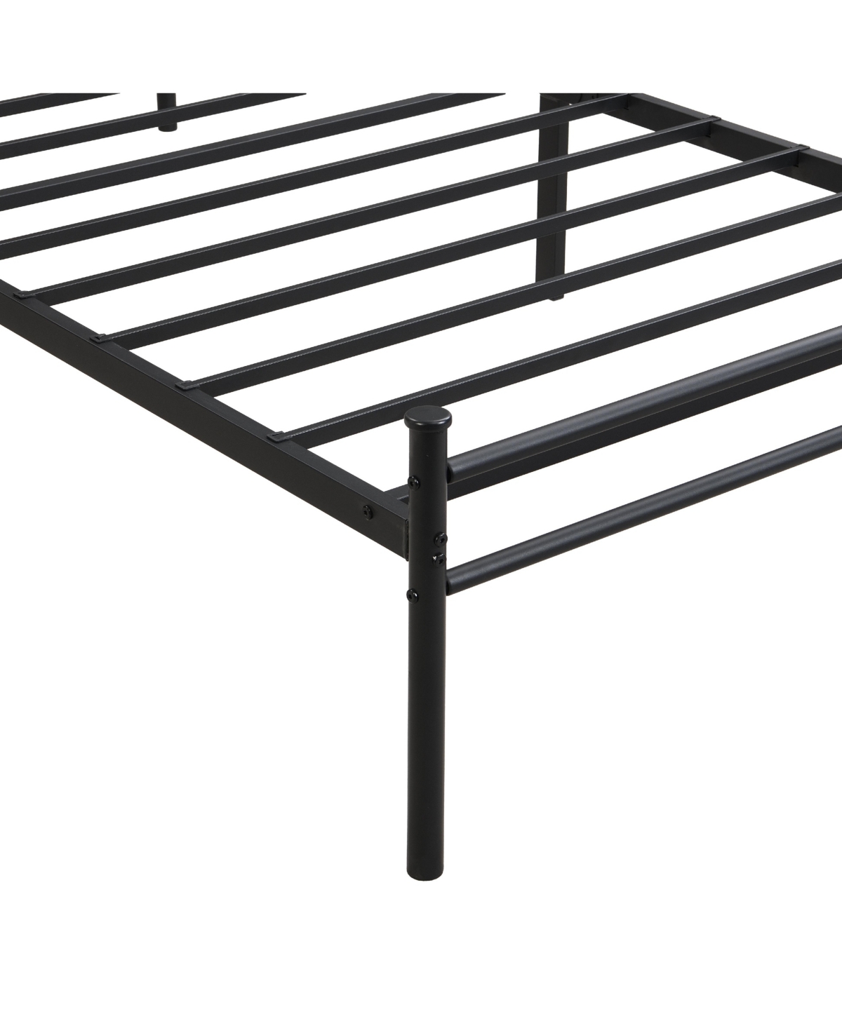 Slickblue Metal Platform Bed Frame with Wood Panel Headboard and Steel Slats