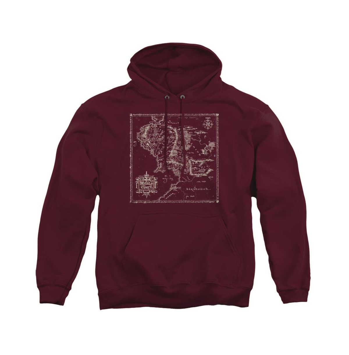 Lord Of The Rings Men's Map Of Me Graphic Classic-Fit Pull-Over Hoodie - Maroon