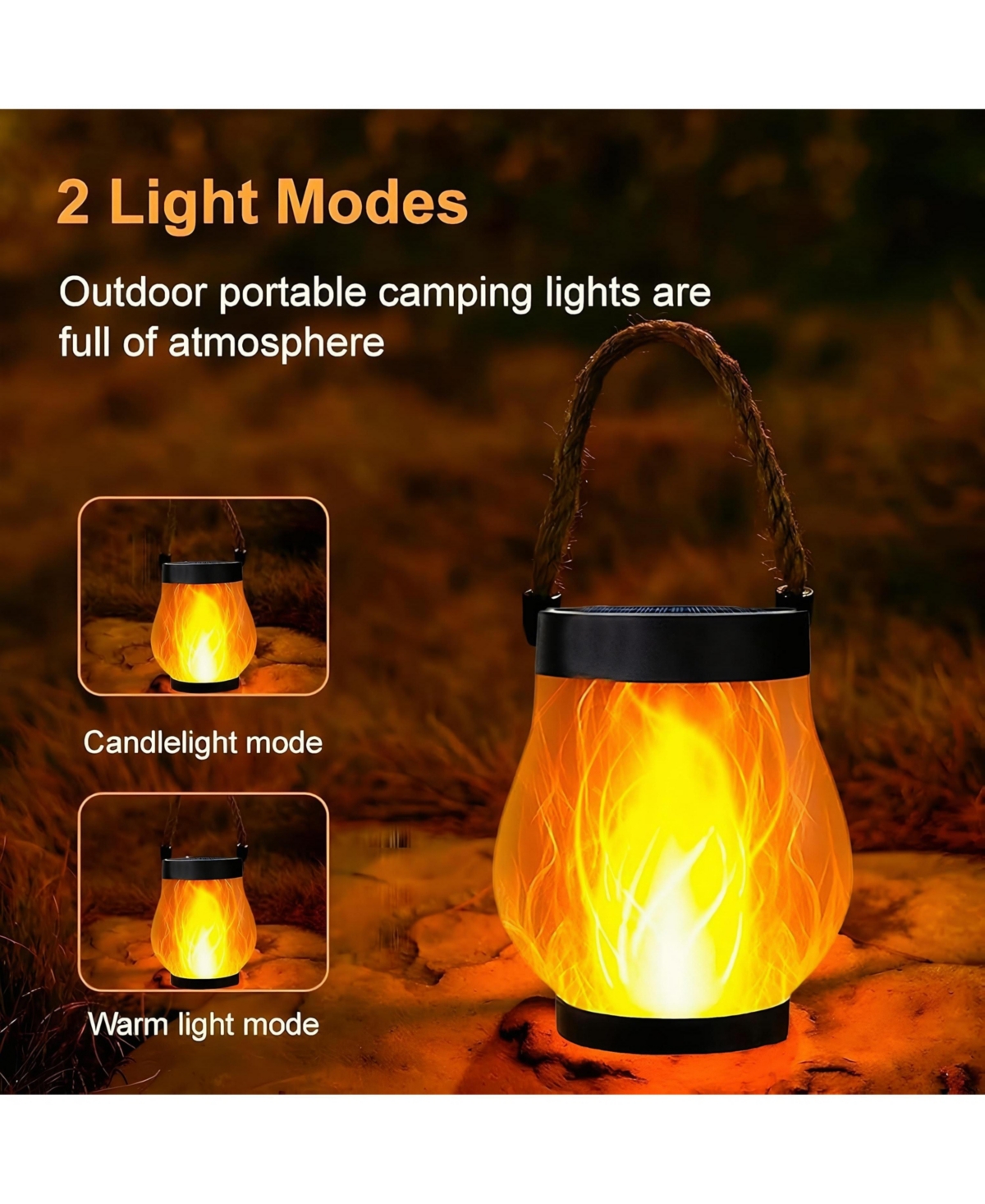 Cushry Solar Lantern Outdoor Lights Large Waterproof Flickering Flame Solar Lantern for Yard Garden Patio Hanging Tabletop Decor ( Pieces