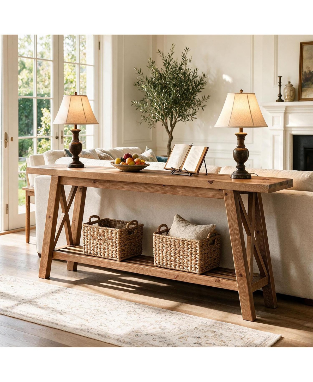 Tribesigns Extra Long Console Table with Storage, Narrow Wooden Sofa Table
