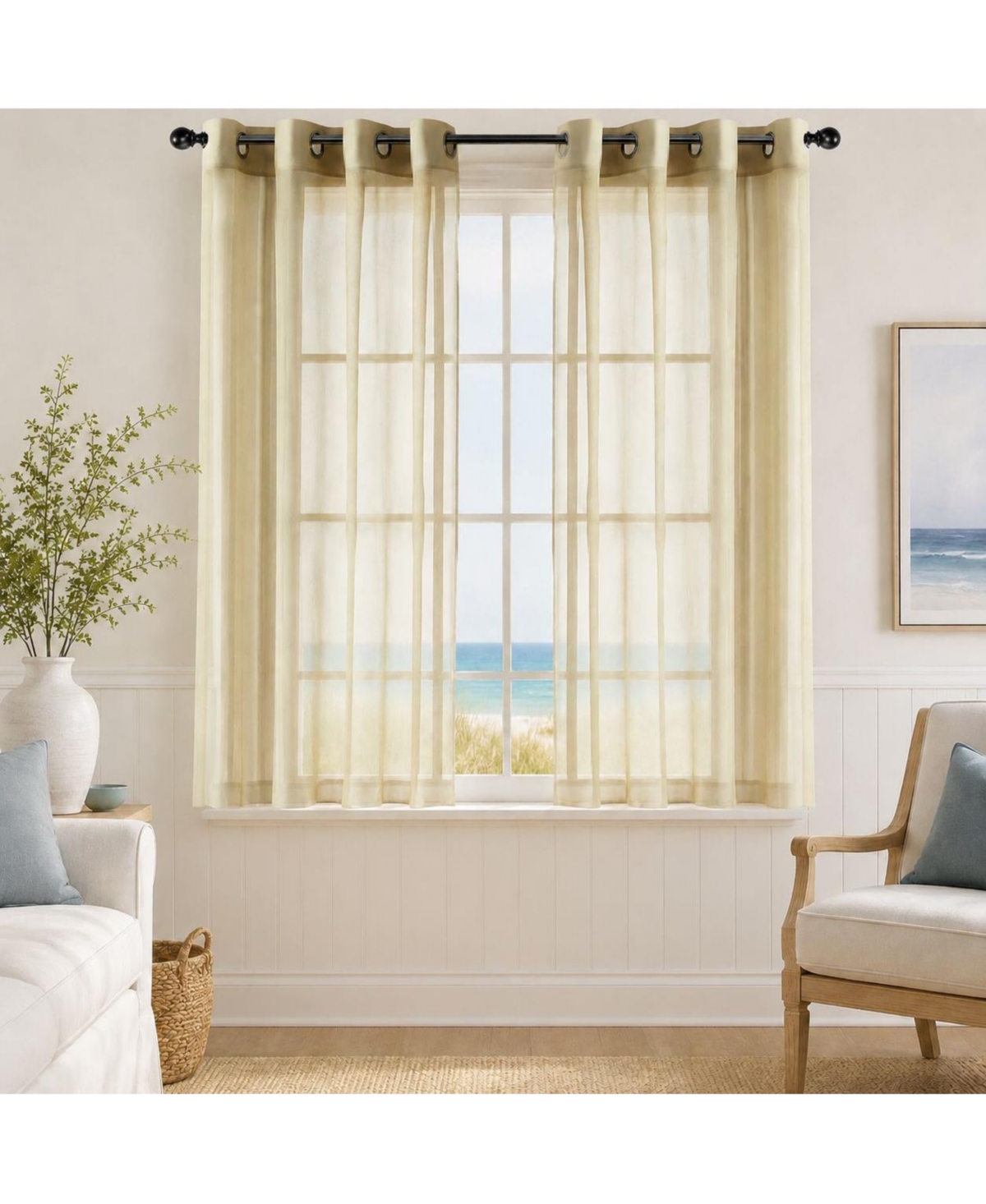 GoodGram Basic Home Grommet Top Sheer Single Window Curtain - 52 in. W x 45 L, Spice