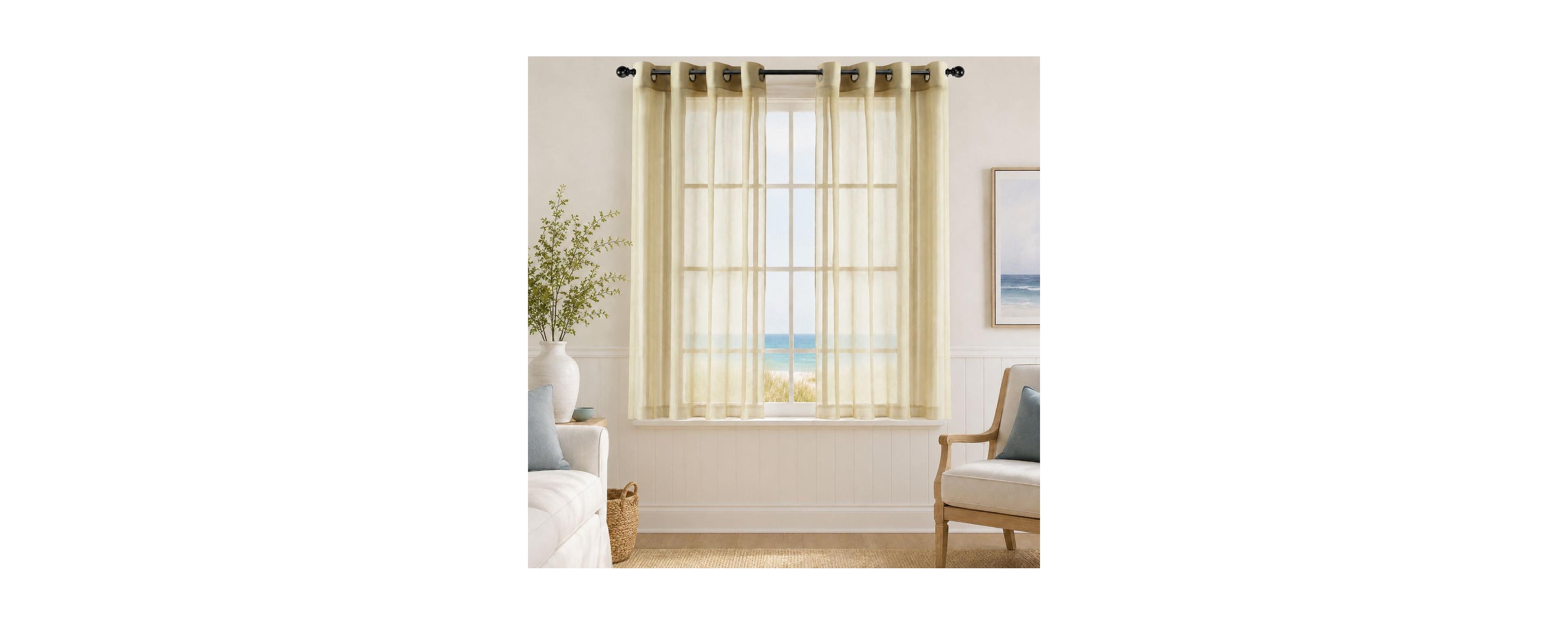 GoodGram Basic Home Grommet Top Sheer Single Window Curtain - 52 in. W x 45 L, Spice
