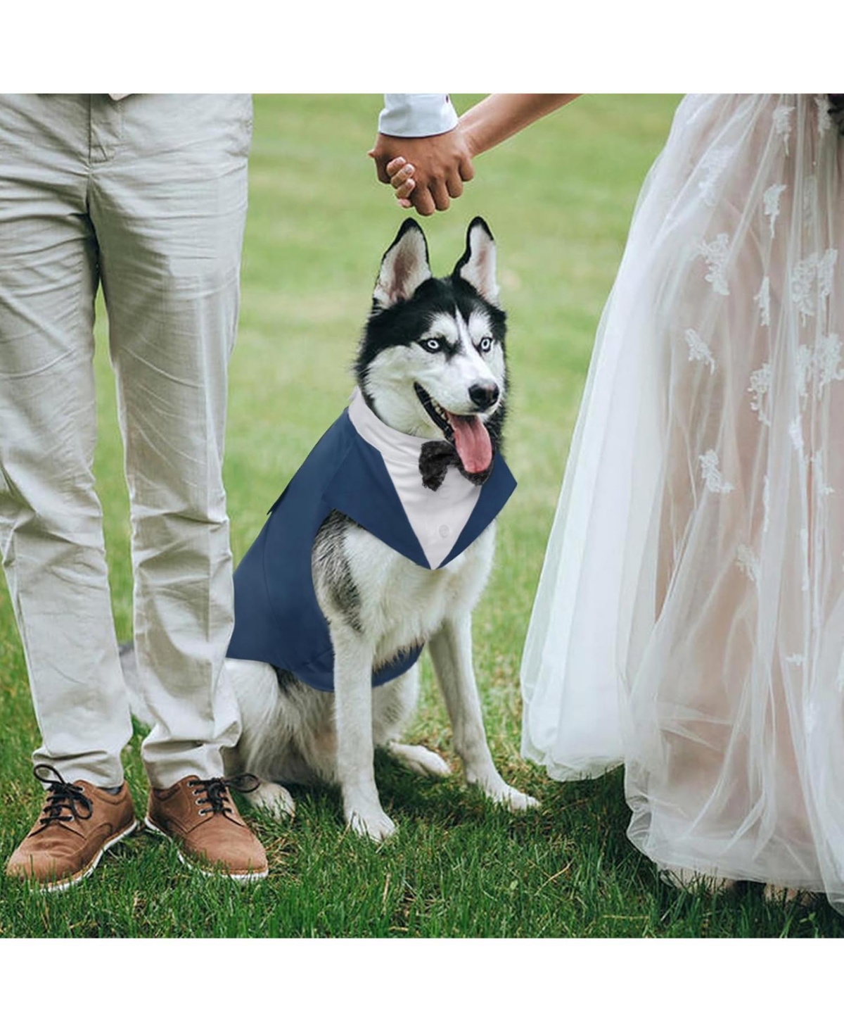 Formal Tuxedo and Bandana Two-Piece Set with Detachable Bowtie Collar for Dogs