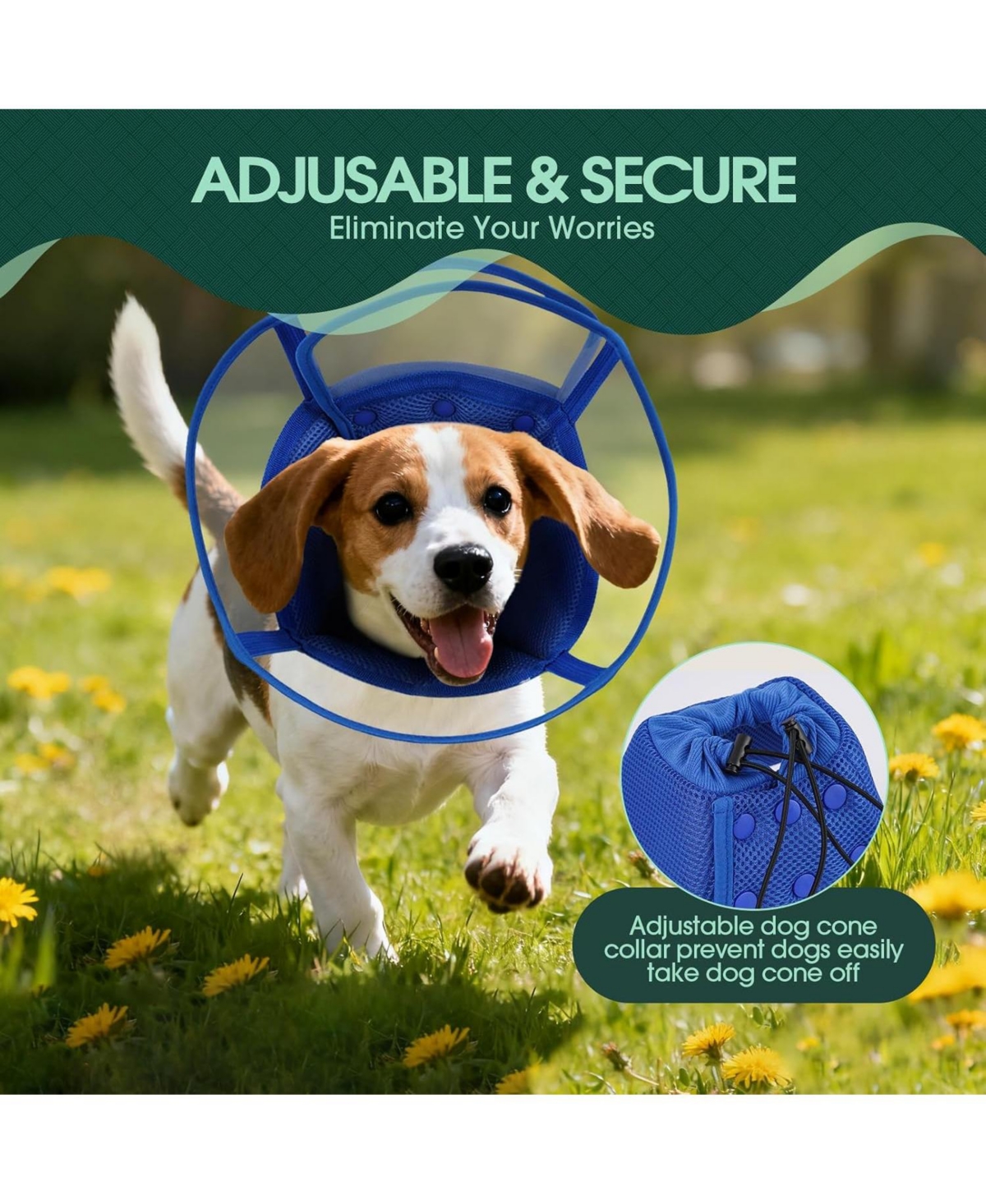 Soft Mesh and Transparent Pvc Recovery Cone Collar for Dogs