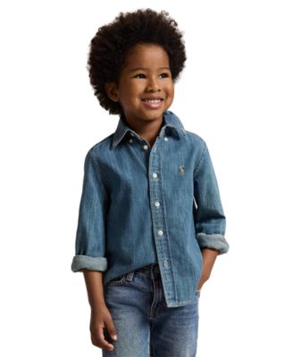 Toddler and Little Boys Cotton Chambray Shirt image