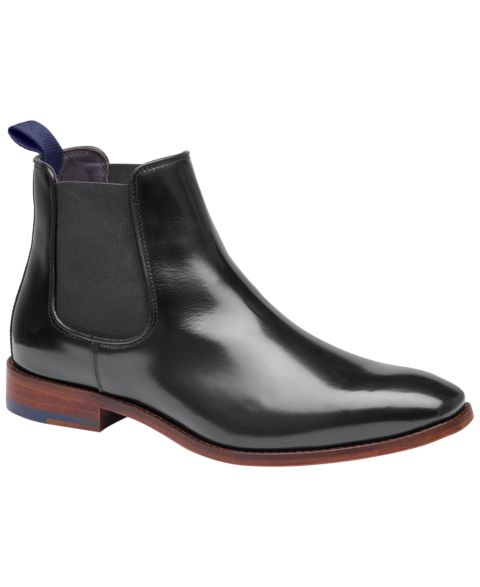 Мужские ботинки Johnston & Murphy Arrister Italian Leather Slip-On Almond-Toe Chelsea, цвет: Чёрный