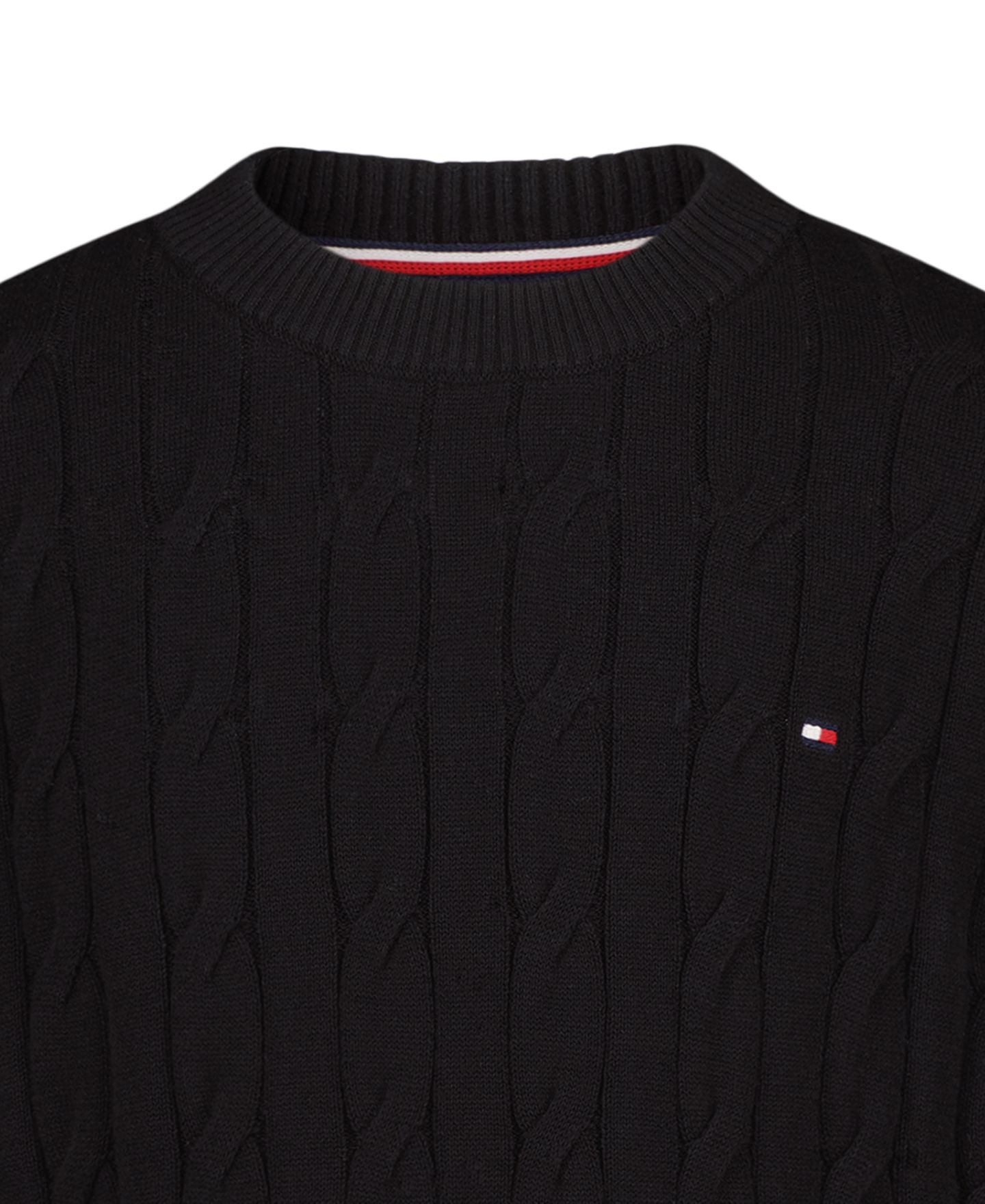 Свитер Tommy Hilfiger Cable-Knit Crewneck Sweater для мальчиков, цвет: Чёрный — фото 4
