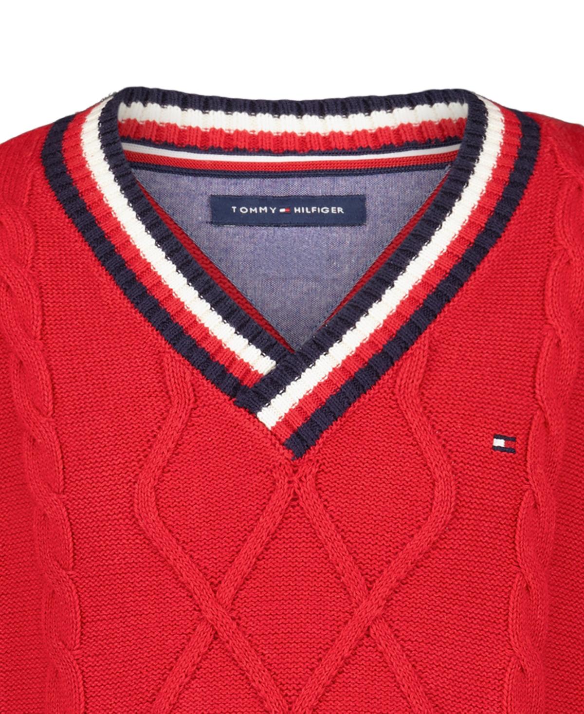 Tommy Hilfiger Boys' 8-20 Cable V-Neck Sweater Vest, Created for Macy's