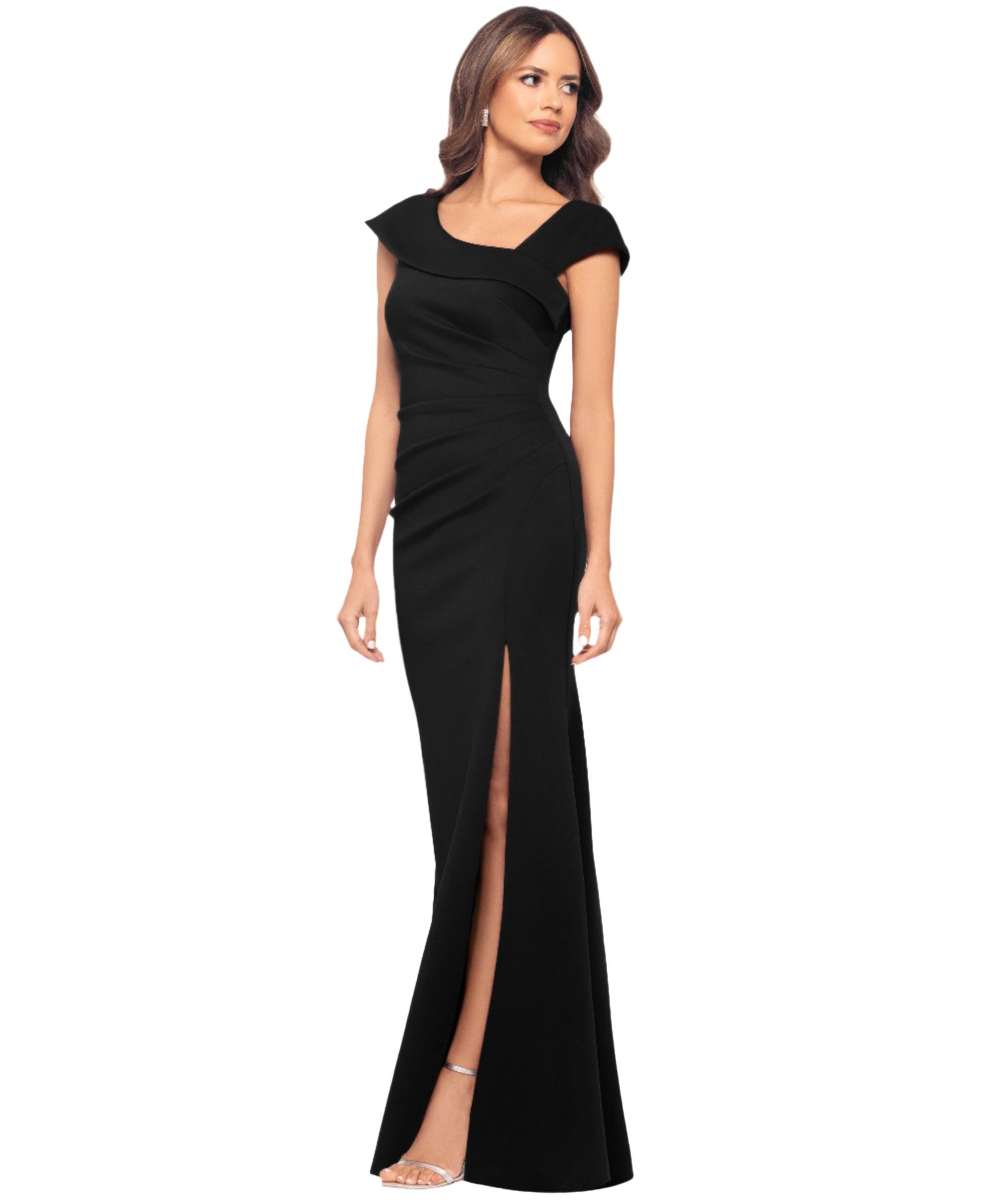 Women's Asymmetric-Neck Side-Slit Gown