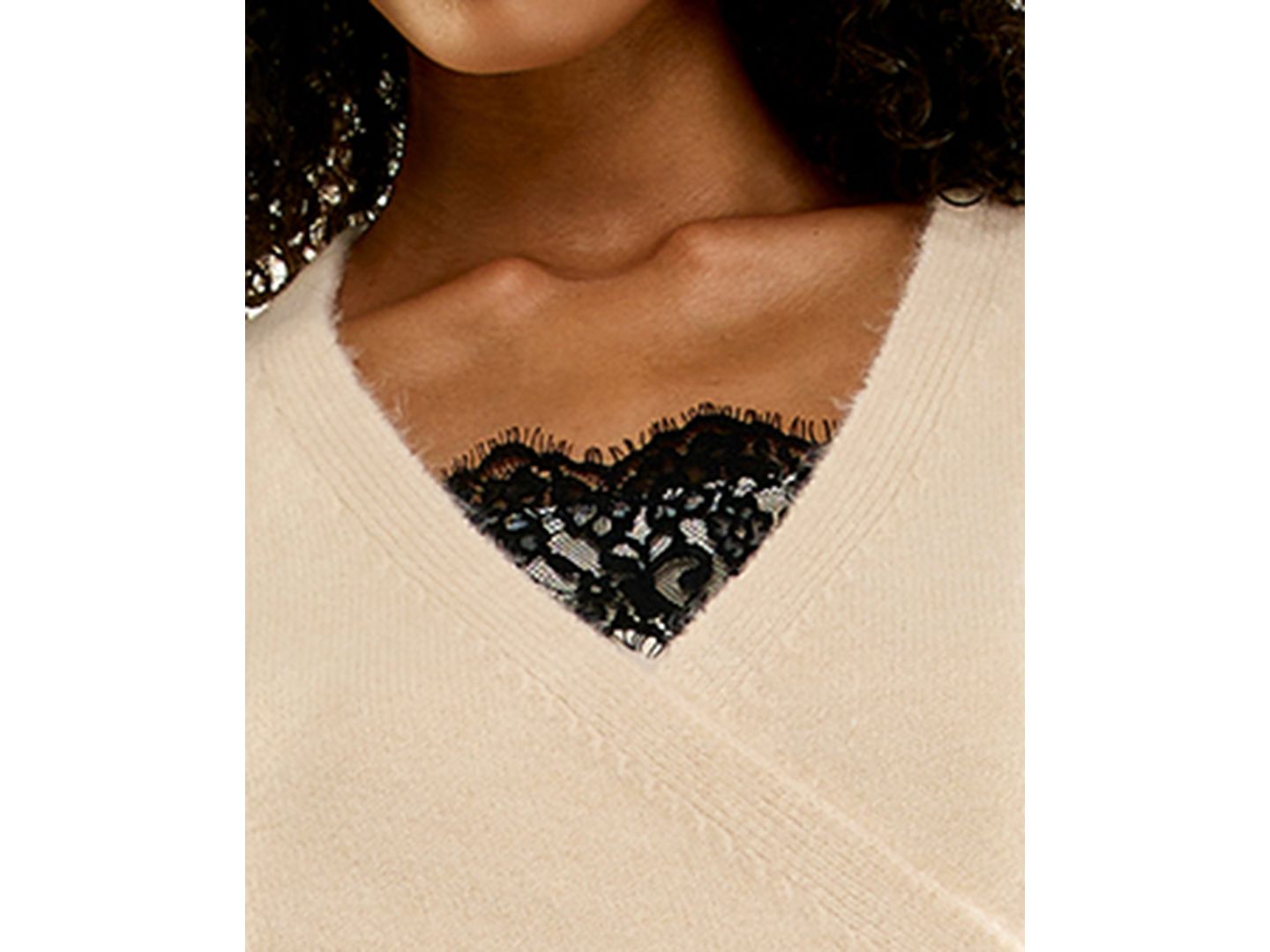 Женский комплект INVITEE Juniors' Wrap Sweater and Lace Trim Midi Slip Dress, 2-Piece Set, цвет: Белый — фото 5