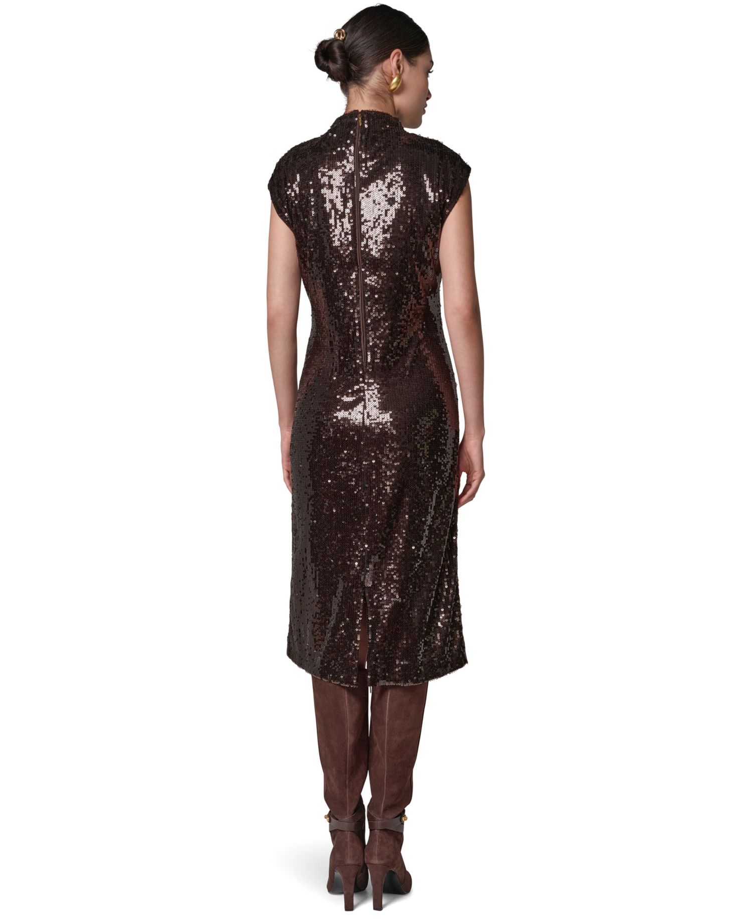 Women's Cowl Neck Sleeveless Sequin Dress