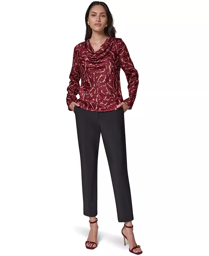 Women's Long-Sleeve Burnout Cowl-Neck Blouse - thumbnail 2