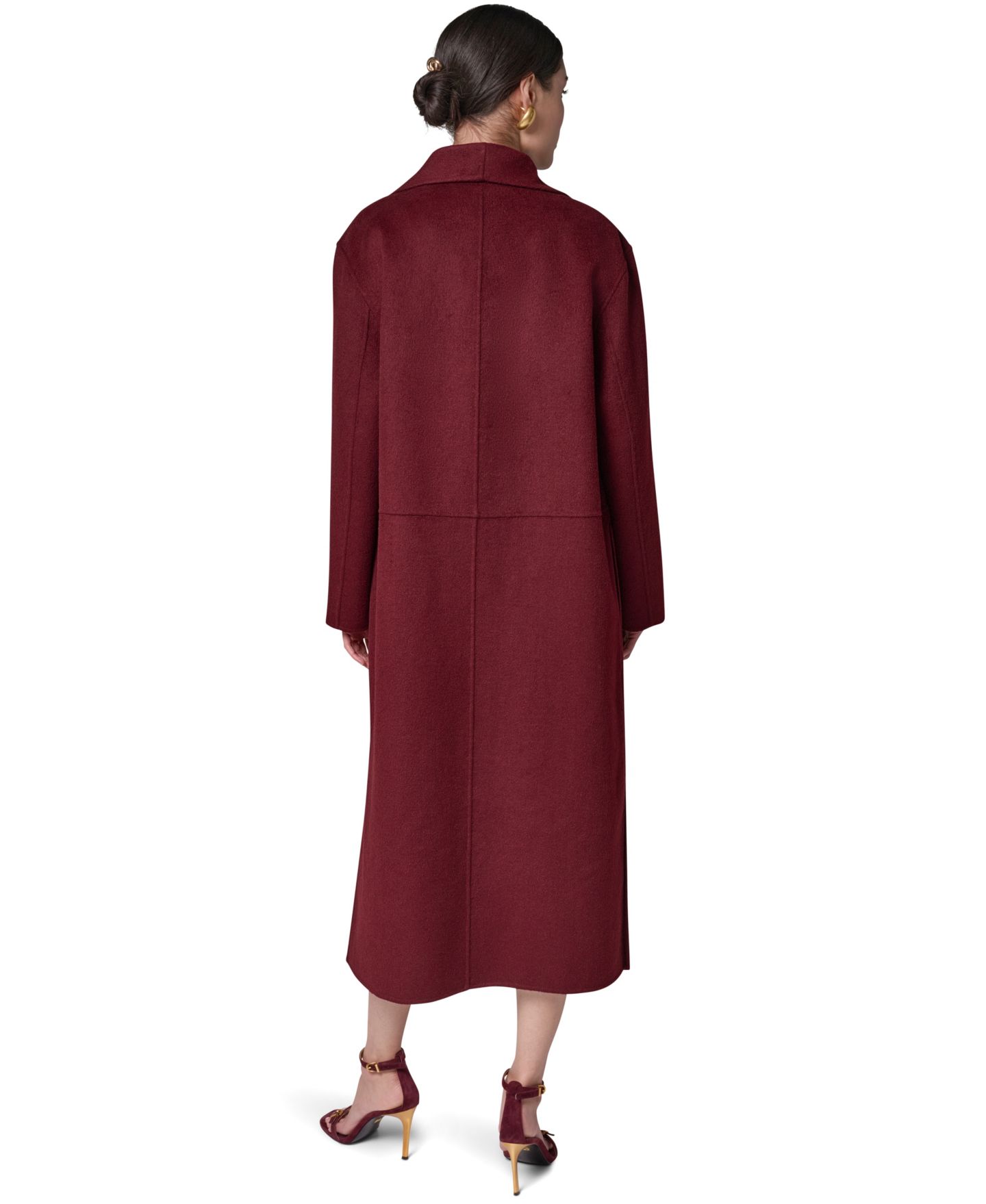 Женское пальто Donna Karan New York Wool-Blend Oversized Coat, цвет: Чёрный вишнёвый — фото 8
