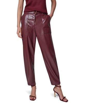 Women's Cargo High-Rise Tapered-Leg Polyurethane Pants