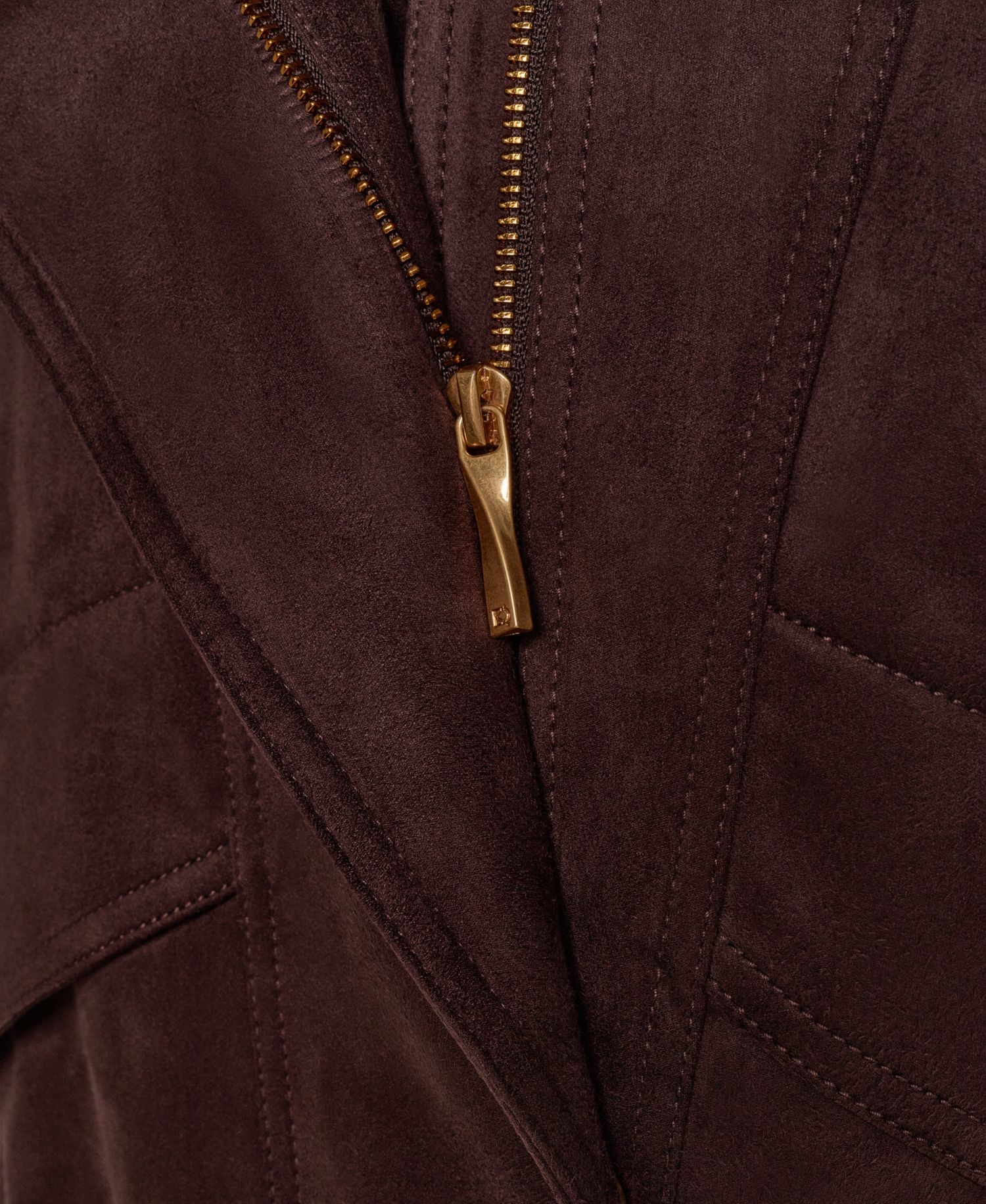 Women's Fitted Zip-Front Faux Suede Jacket