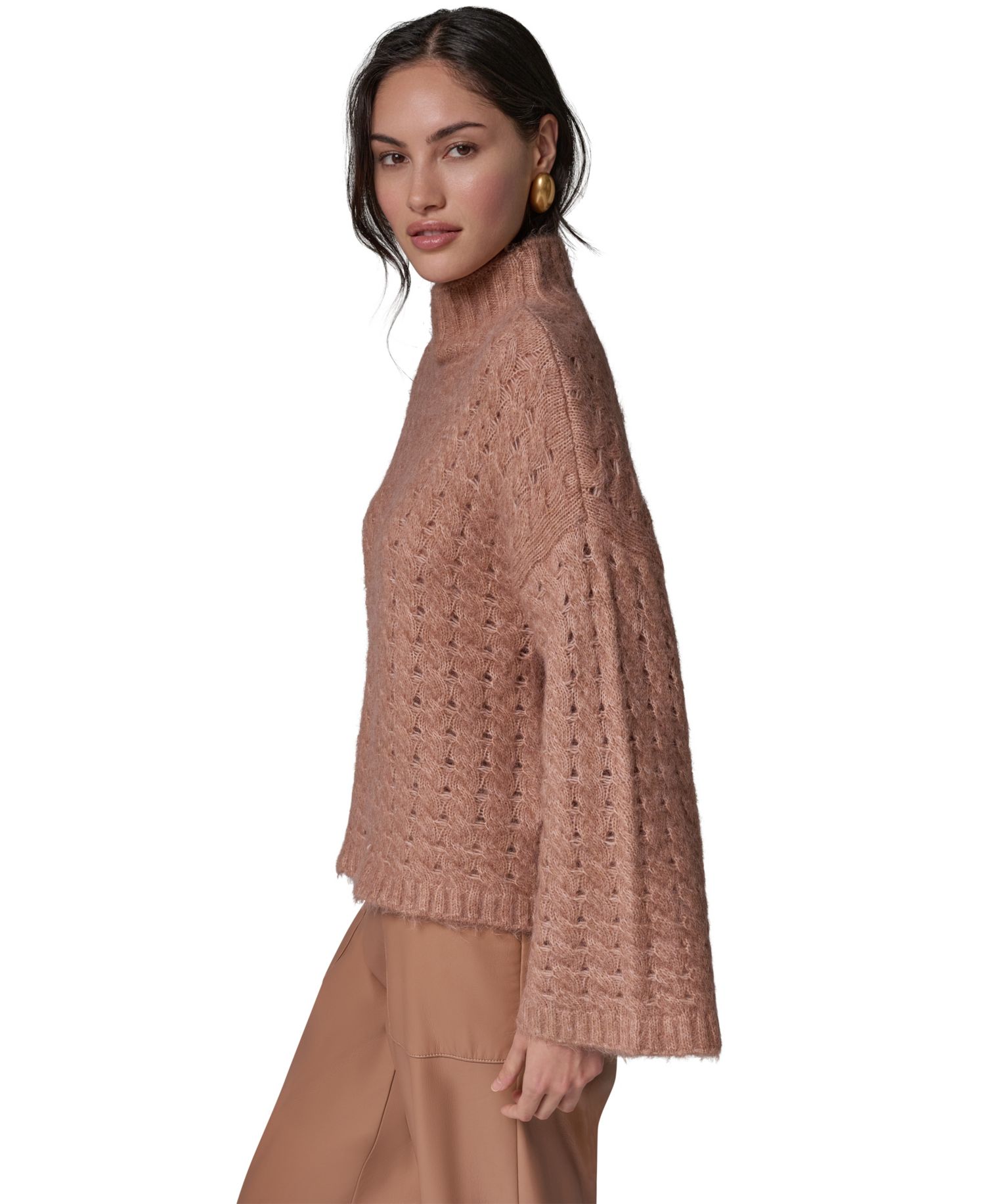 Women's Basket-Weave Knit Cable Sweater