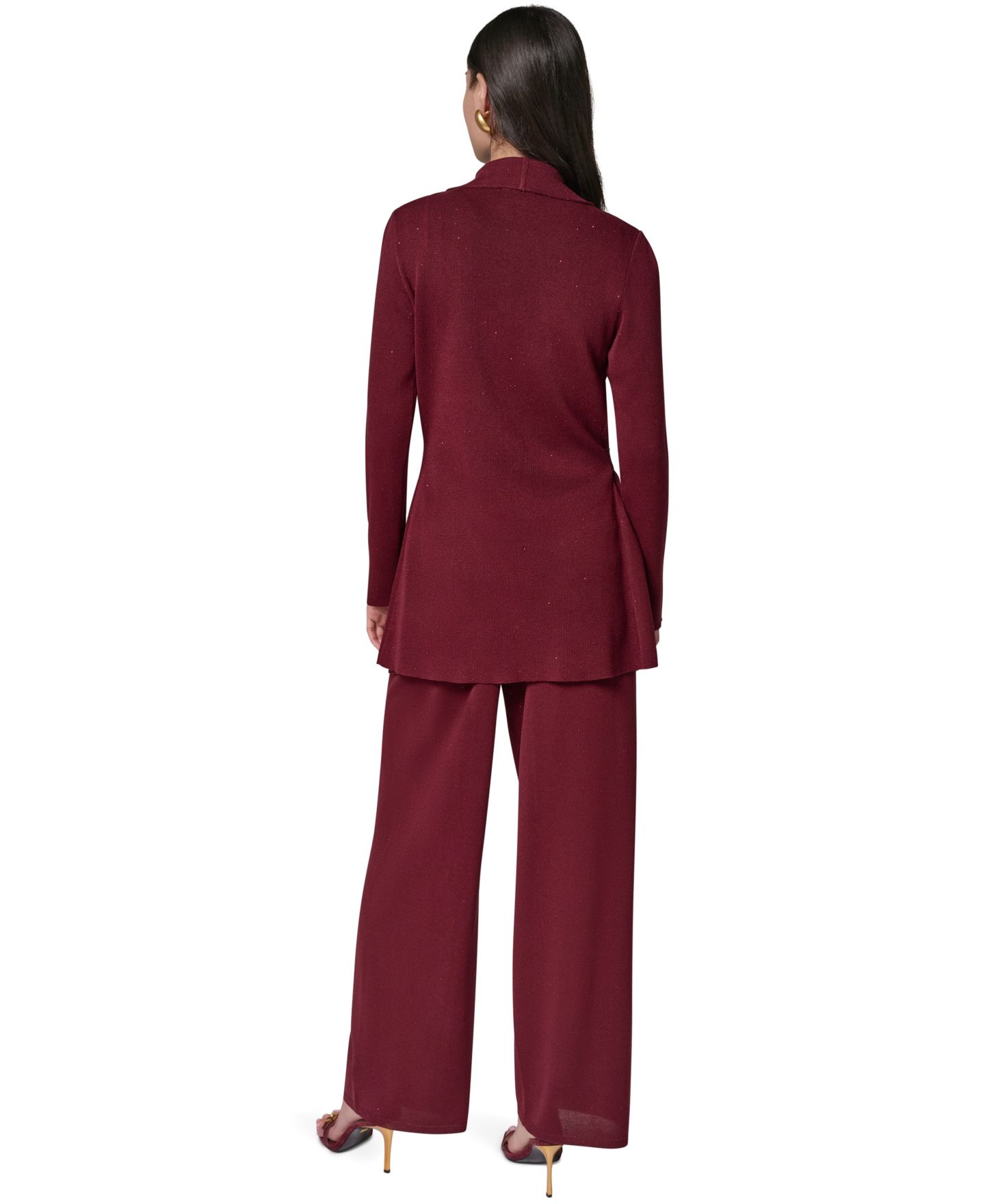 Женский кардиган Donna Karan New York Wrap Long-Sleeve Tie-Front, цвет: Чёрный вишнёвый — фото 5