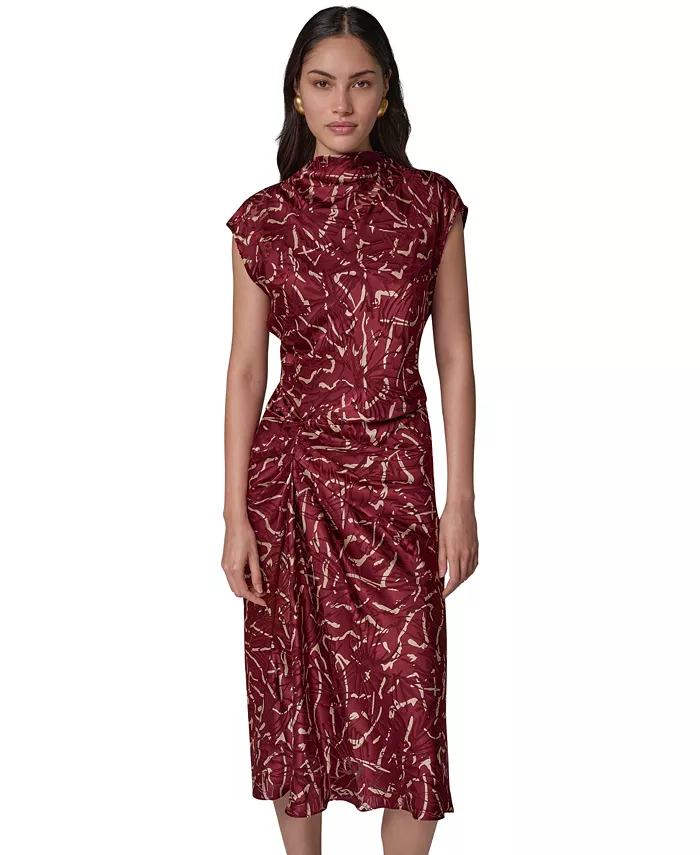 Women's Cowl Neck Burnout Midi Dress