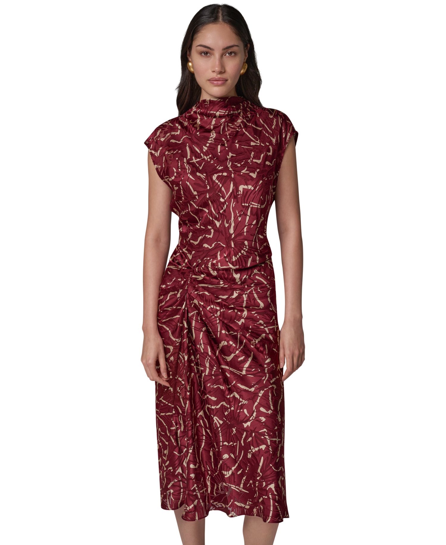 Women's Cowl Neck Burnout Midi Dress
