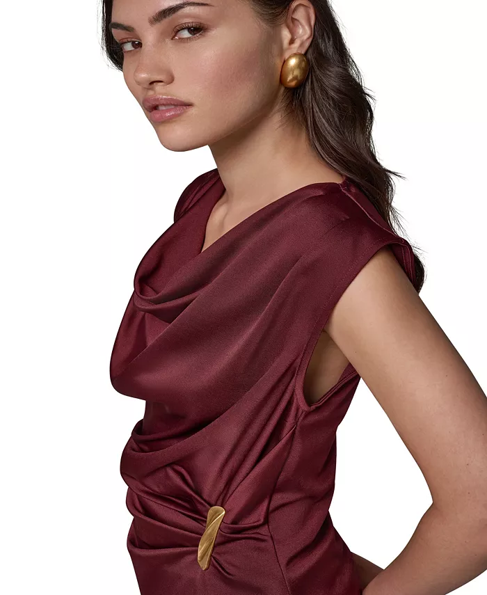 Women's Cowl Neck Draped Sleeveless Blouse - thumbnail 7