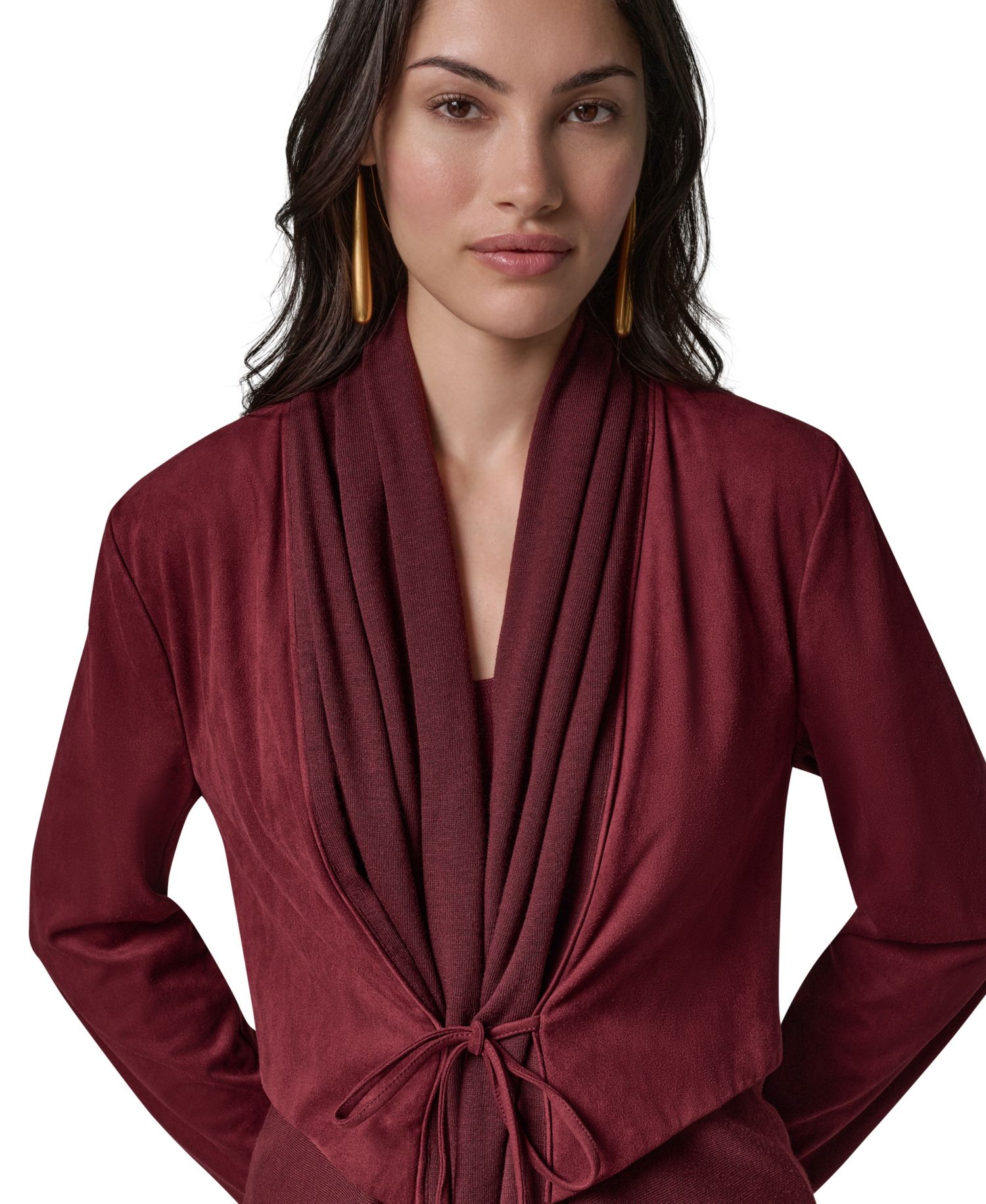 Women's Mxd Media Mixed-media Shawl Collar Jacket
