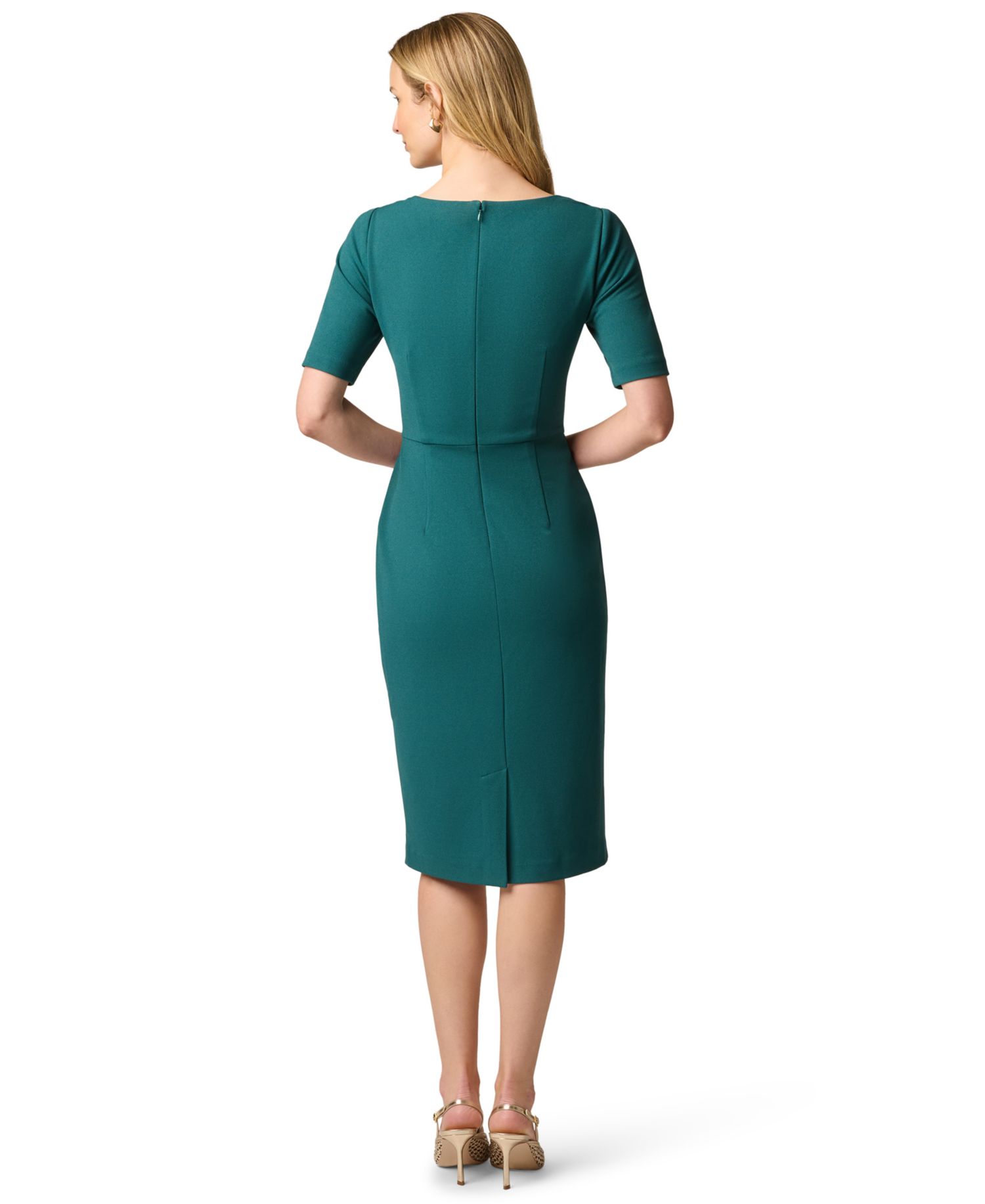 Women's Tie-Waist Short-Sleeve Sheath Dress