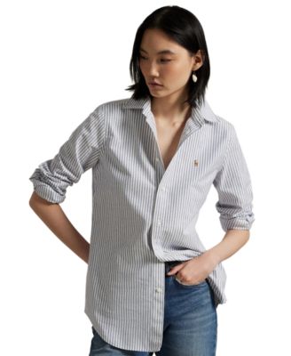 Women's Stretch Slim Fit Striped Oxford Shirt
