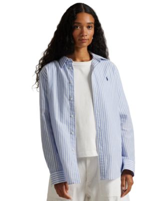 Women's Striped Long-Sleeve Button-Front Shirt