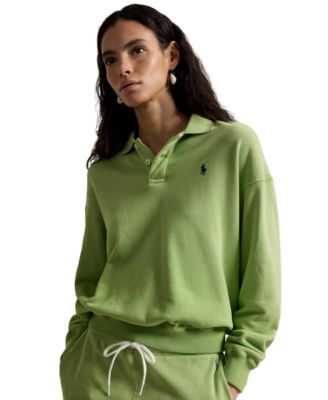Women's Lightweight Fleece Long-Sleeve Polo Sweatshirt