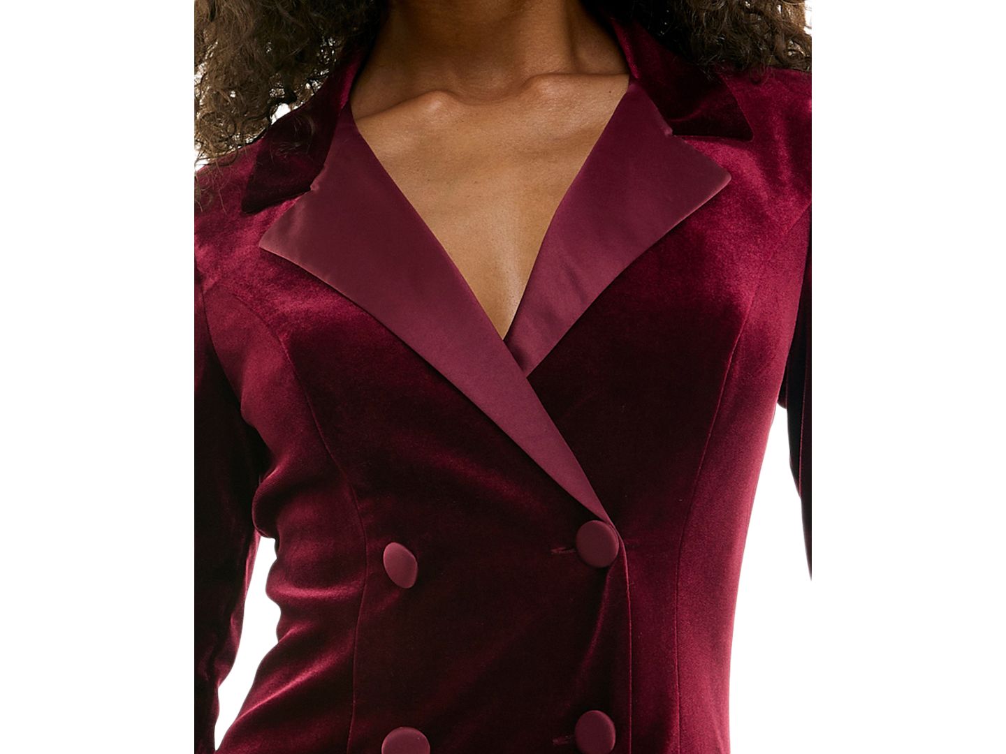 Женское платье City Studios Juniors' Notch-Lapel Tuxedo-Style Velvet, цвет: Винный — фото 3