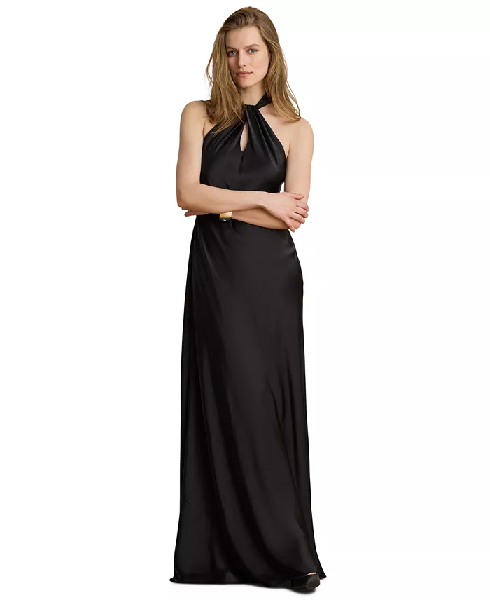 Women's Satin Charmeuse Halter Gown