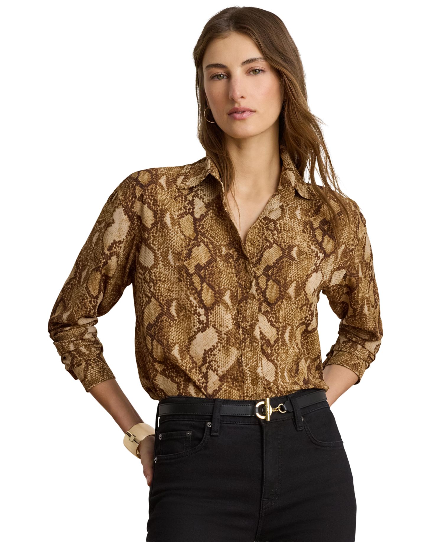 Petite Relaxed Button-Front Shirt