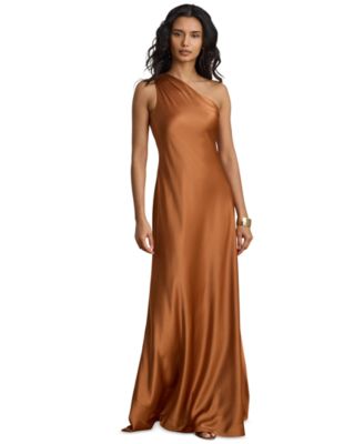 Satin Charmeuse One-Shoulder Gown
