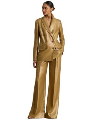 Women's High-Rise Foiled Wide-Leg Pants