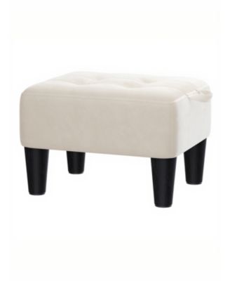 Storage Ottoman, Velvet Footstool with Hidden Storage and Handle