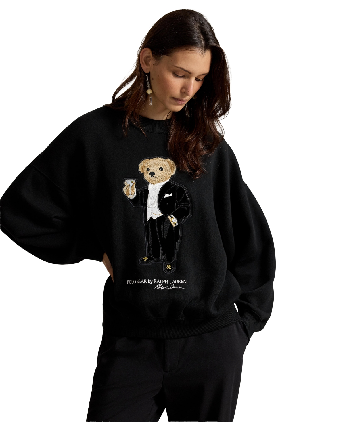 Polo Ralph Lauren Women's Martini Bear Fleece Relaxed-Fit Crewneck Sweatshirt