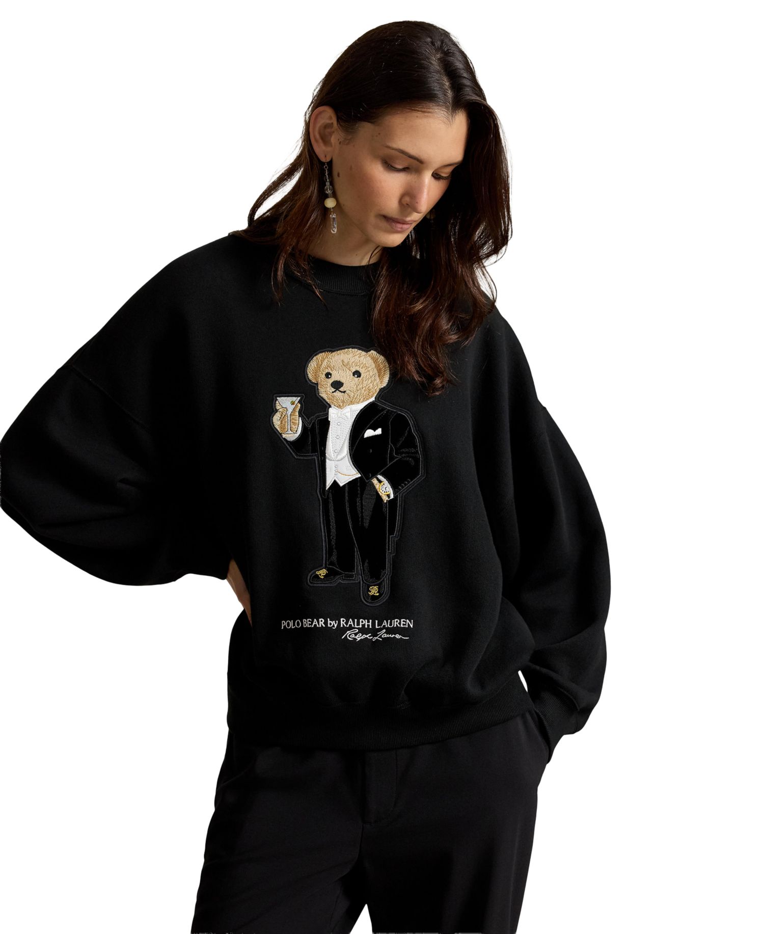 Women's Martini Polo Bear Fleece Relaxed-Fit Crewneck Sweatshirt