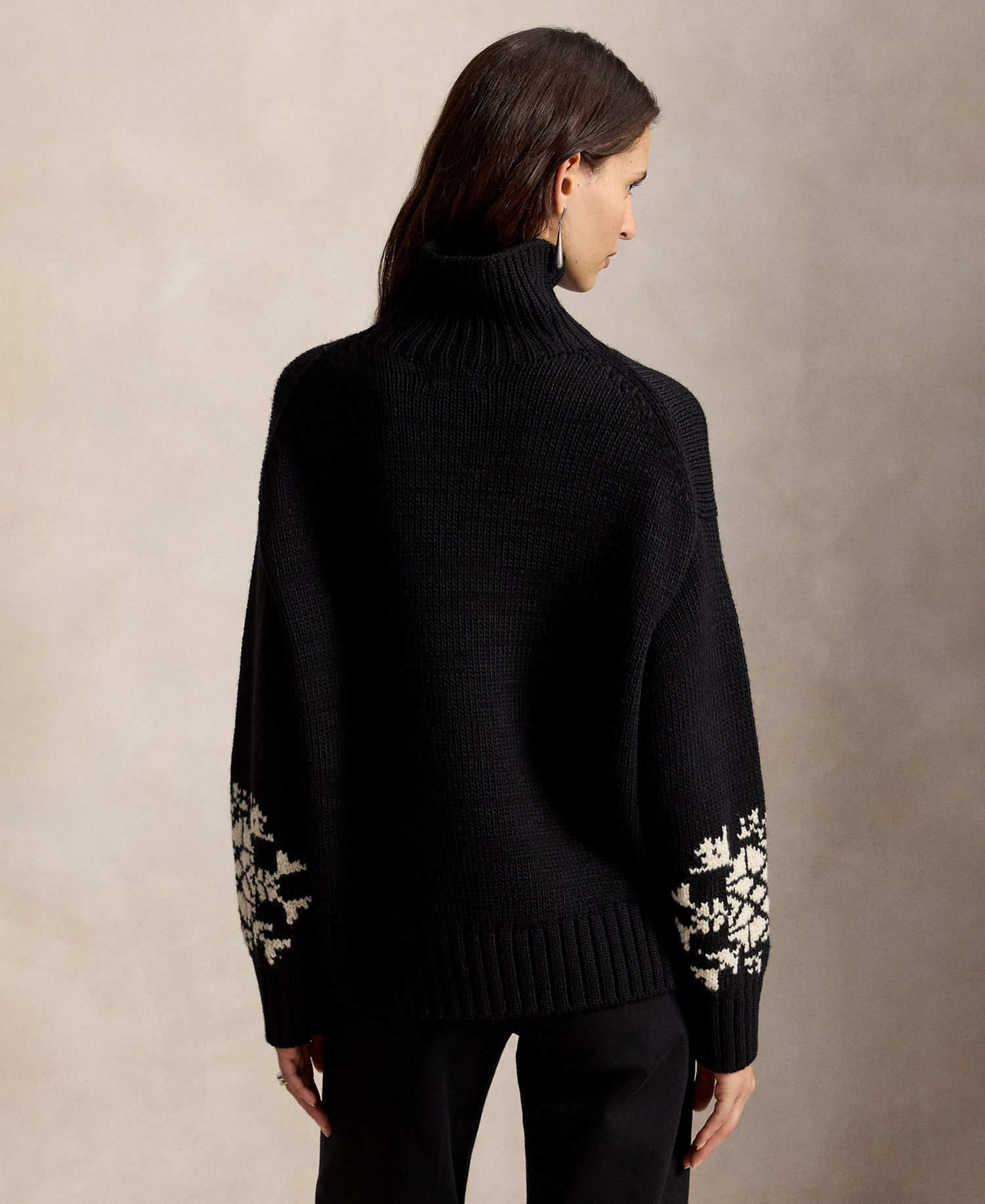 Women's Intarsia-Knit Snowflake Wool-Blend Turtleneck Sweater
