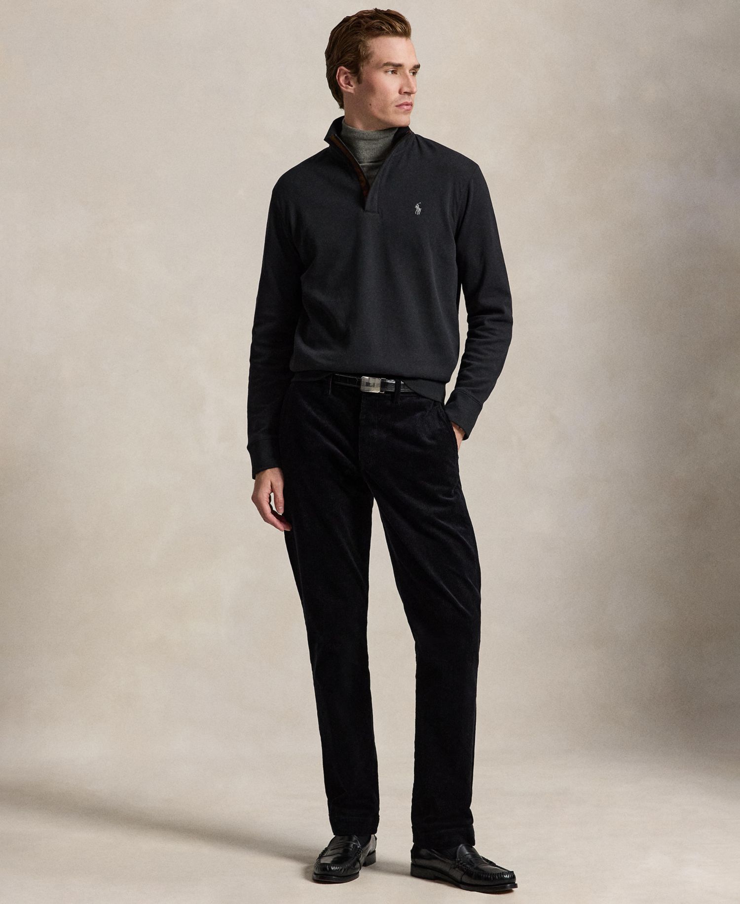 Men's Luxury Jersey Quarter-Zip Pullover Sweater