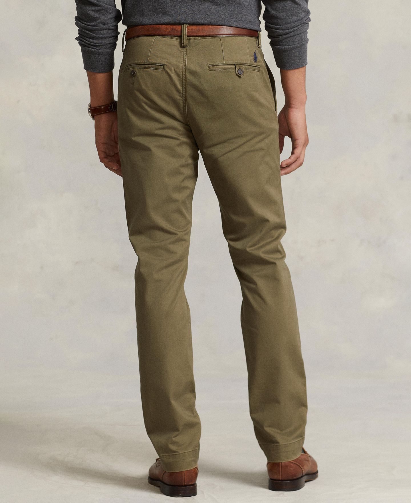 Мужские брюки Polo Ralph Lauren Stretch Slim Fit Chino, цвет: Оливковый — фото 4