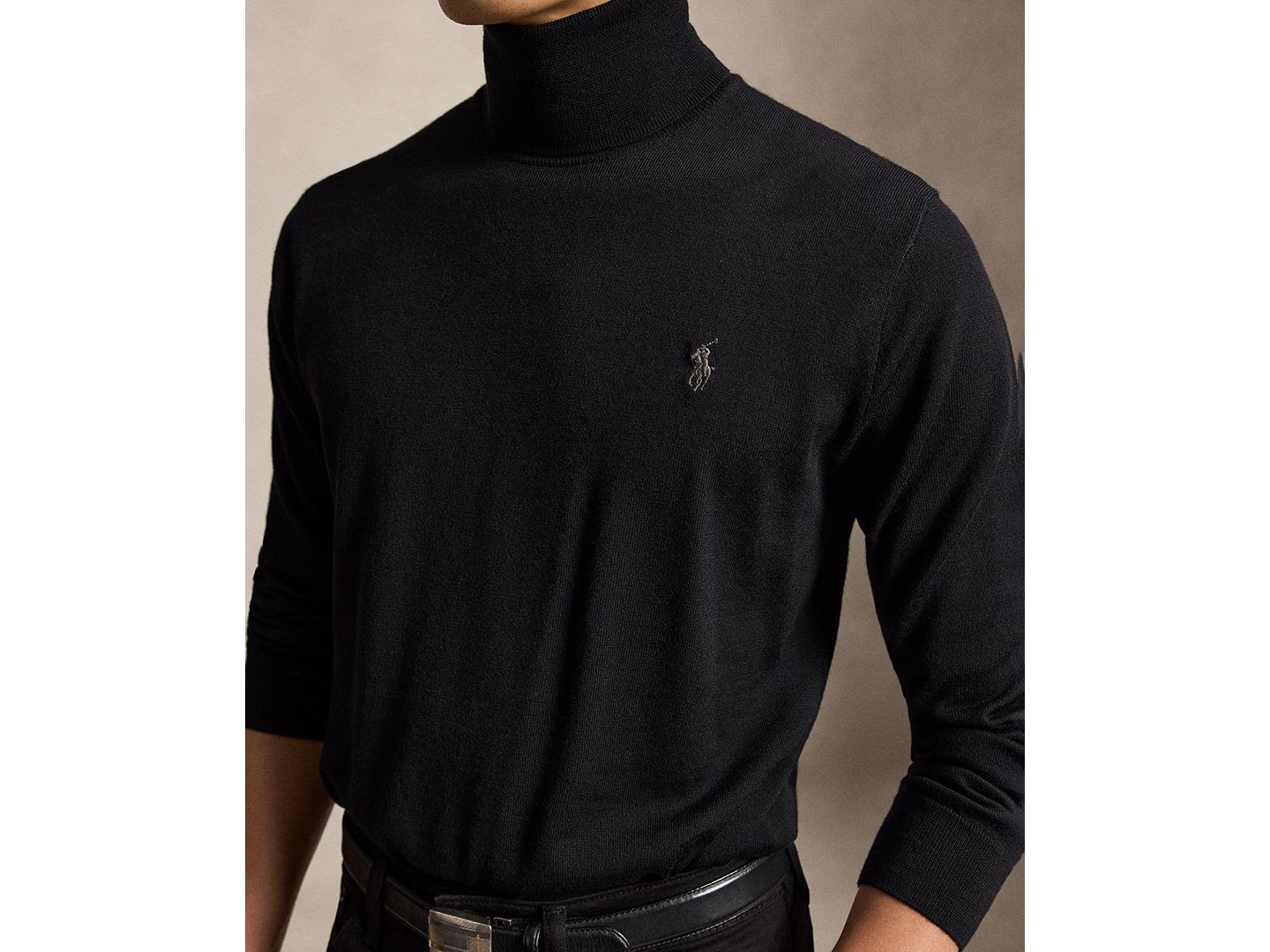 Мужской свитер Polo Ralph Lauren Washable Wool Turtleneck, цвет: Чёрный — фото 3