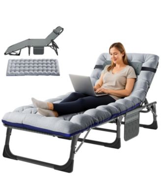 Sleeping Cots Folding Chaise Lounge Chairs 5-Position Outdoor for Beach Lawn Camping Pool