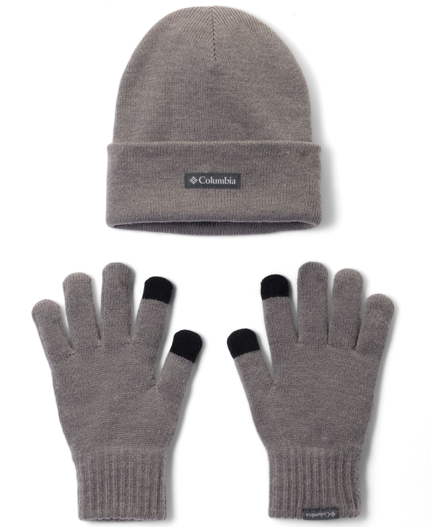 Мужские комплекты Columbia Touchscreen-Compatible Knit Beanie and Gloves, 2-Piece Set, цвет: Серый меланжевый — фото 1