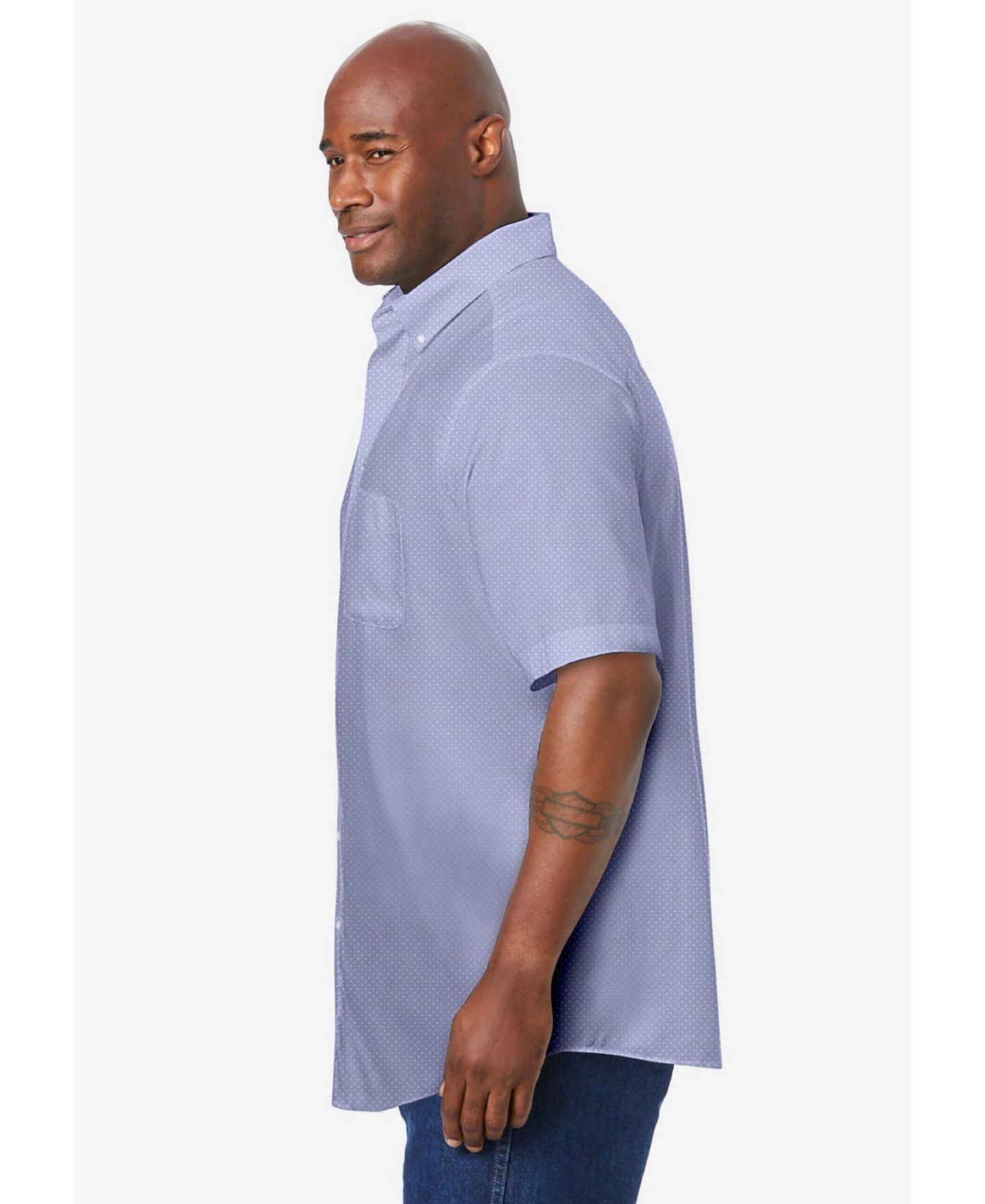 Мужские туфли KingSize Short-Sleeve Wrinkle-Free Everyday Oxford, цвет: Синий — фото 4